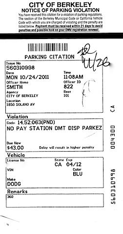 berkeley parking ticket